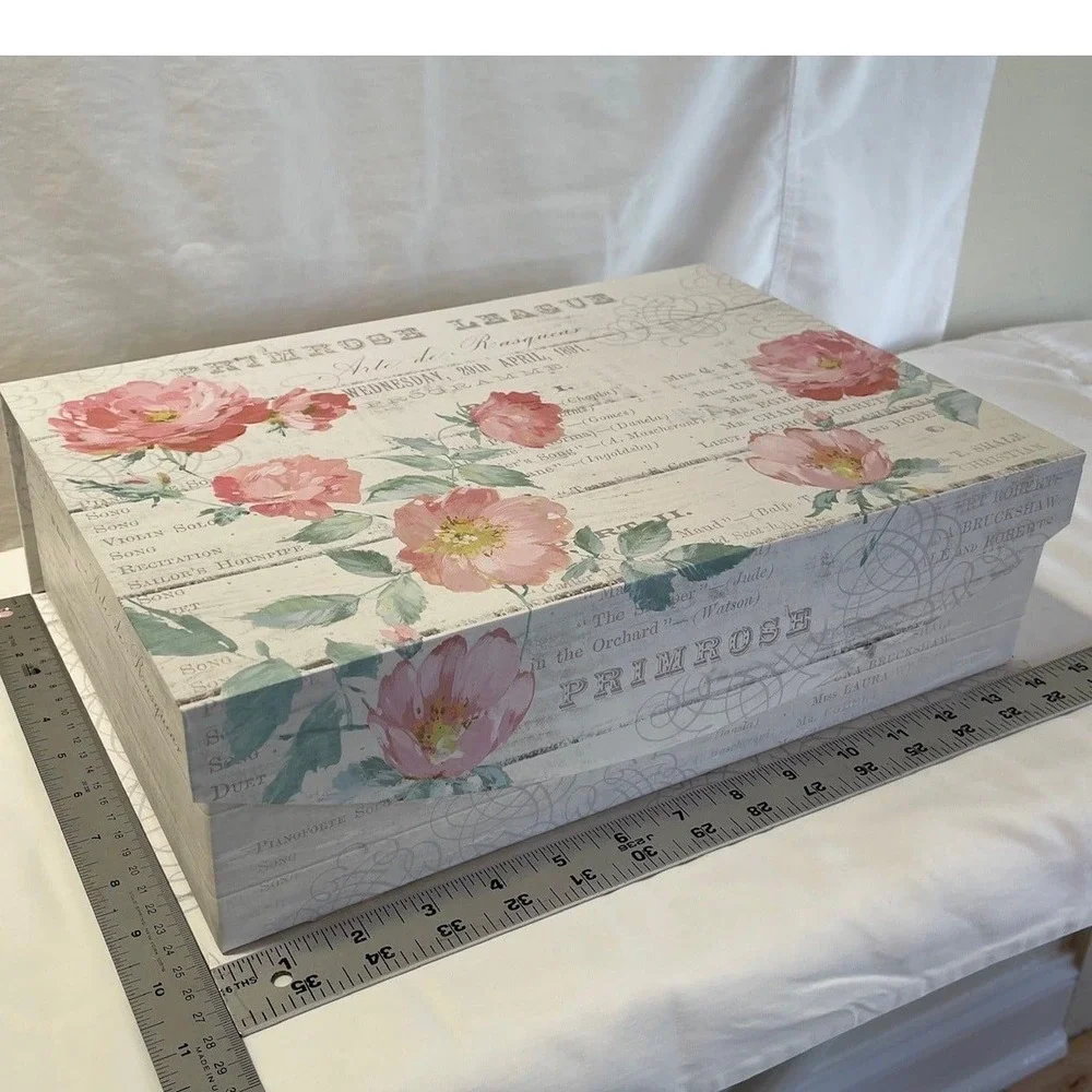 Primrose League Nested Storage Boxes Set of 3 Vintage Floral Decorative Cardbd